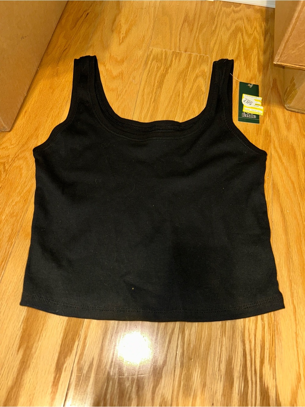 wild fable Black Ribbed Square-Neck Crop Top